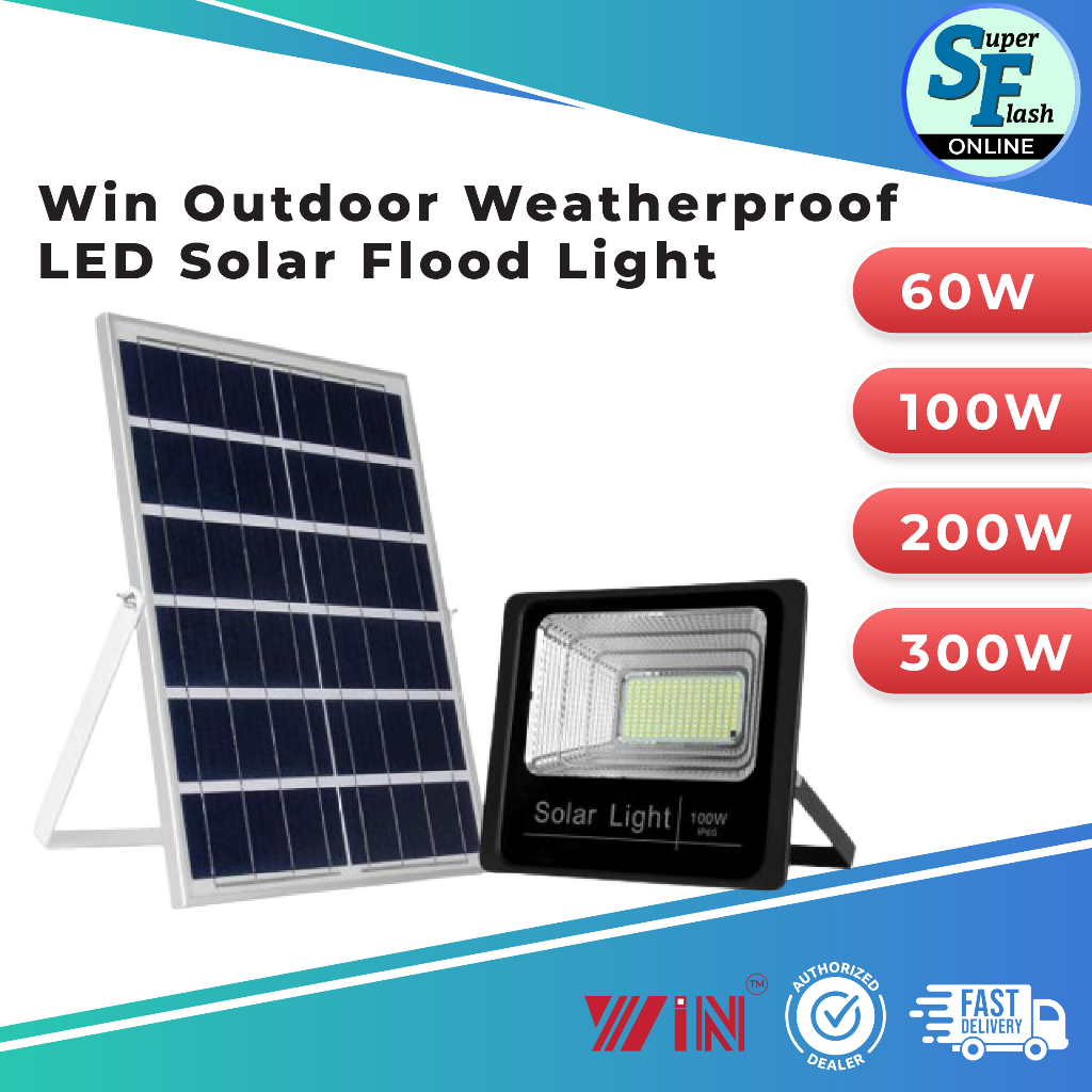 Win Outdoor Weatherproof LED Solar Flood Light(60W,100W,200W,300W ...