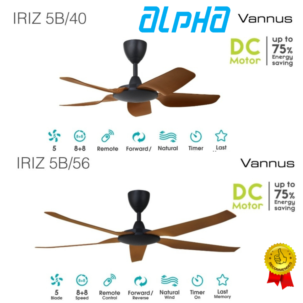 Alpha Ceiling Fan DC Motor 8 Speed Remote Control VANNUS Series ( IRIZ