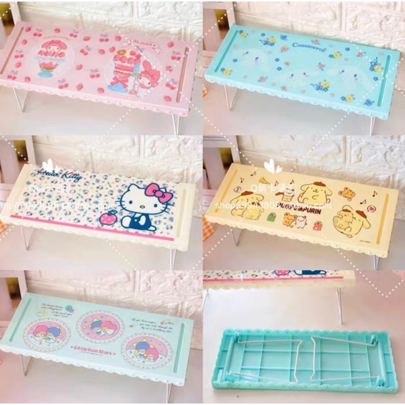 Hellokitty&MyMelody small table rack miniso名创优品 三丽鸥可折叠桌面置物架美乐蒂玉桂狗书桌收纳架 ...