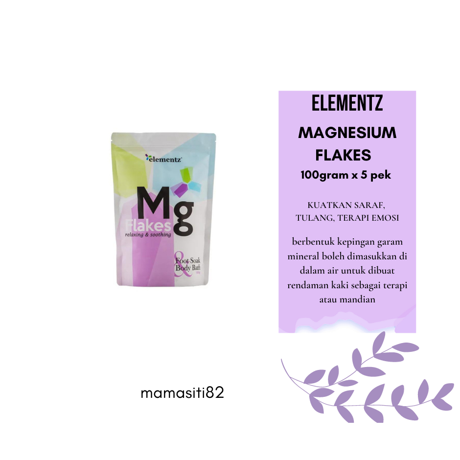Magnesium flakes elementz garam magnesium mandian terapi kulit sensitif