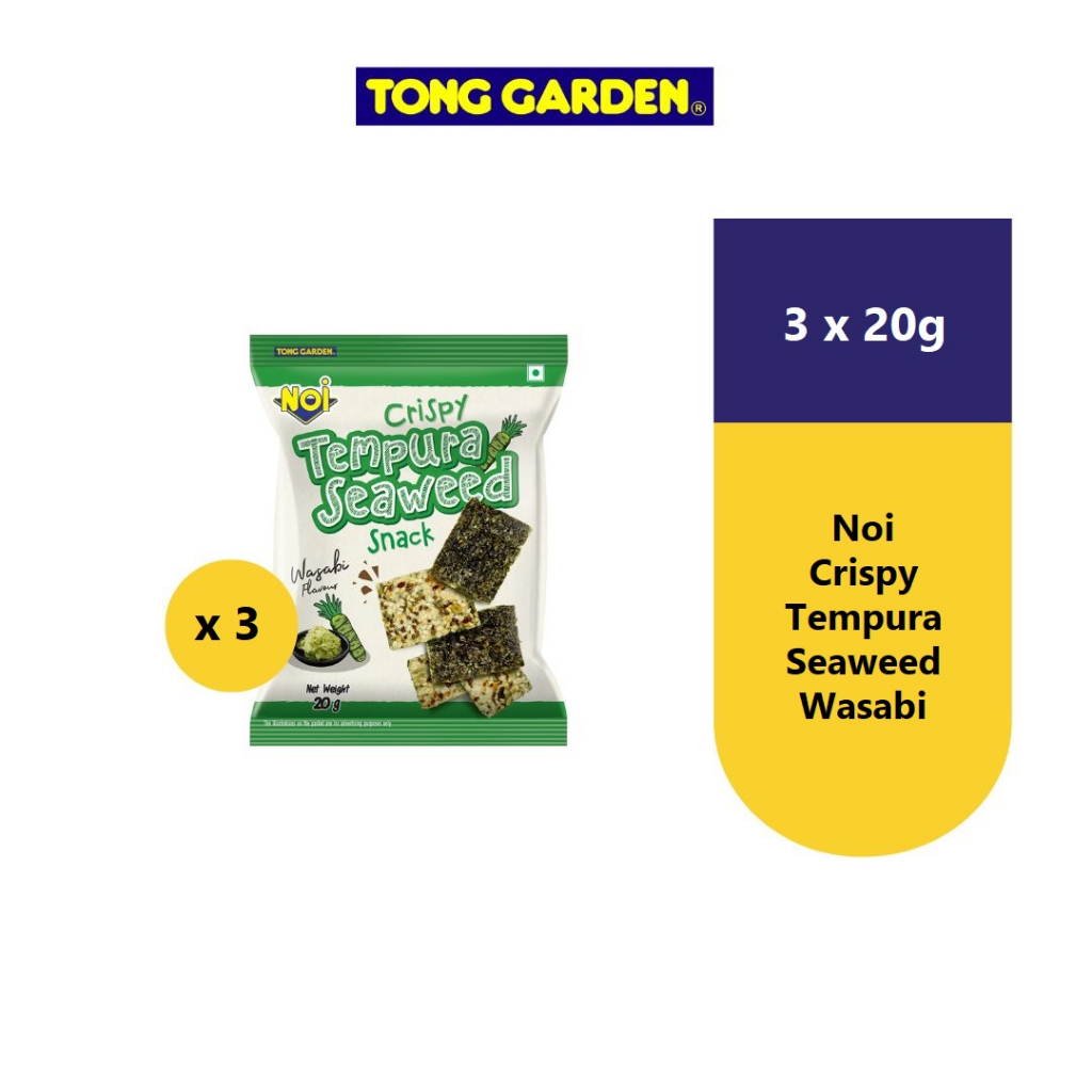 NOI Crispy Tempura Seaweed Snack Wasabi Flavour 20g x 3 Packets Shopee Malaysia