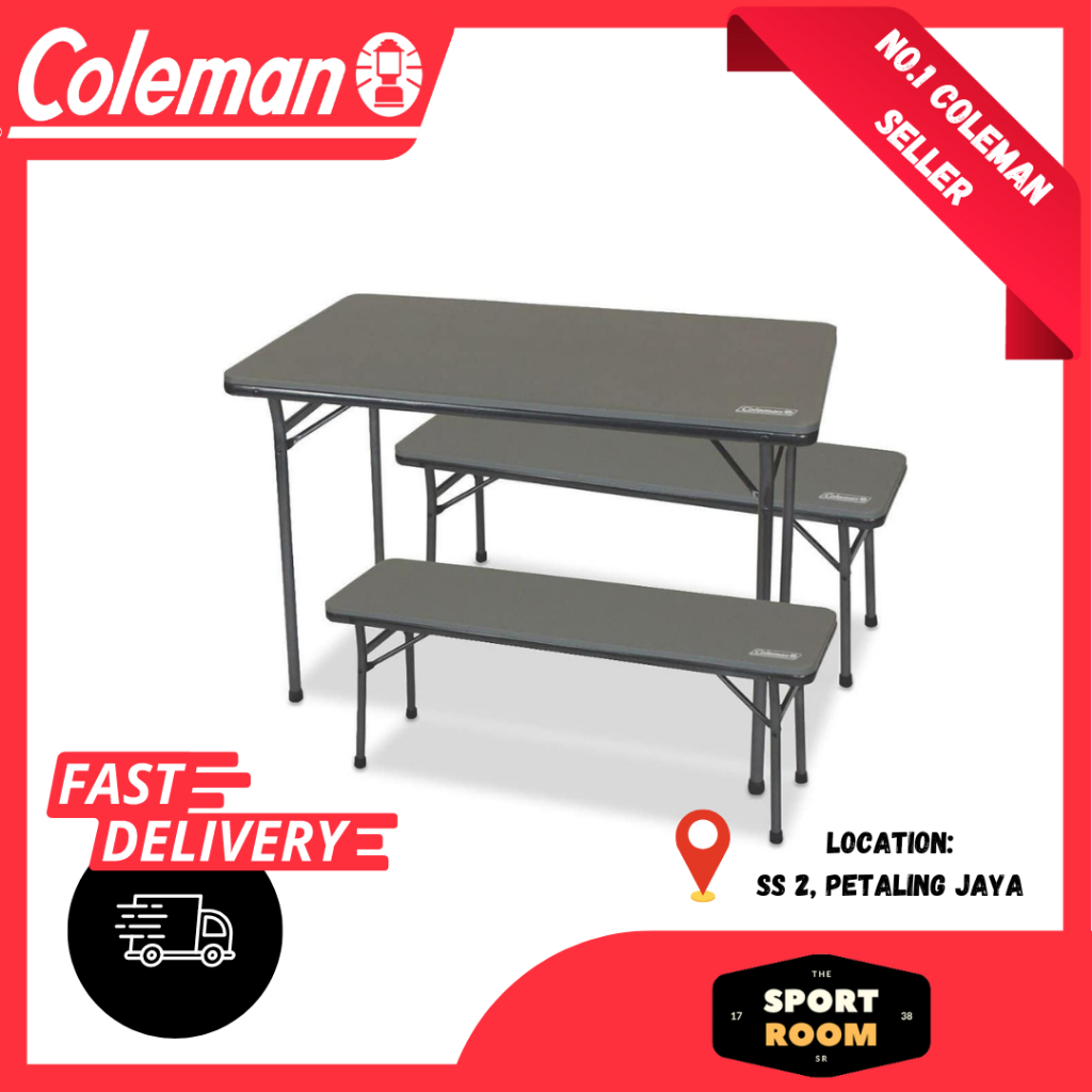 Coleman Pack Away Table & Bench 3 Pce Set Shopee Malaysia