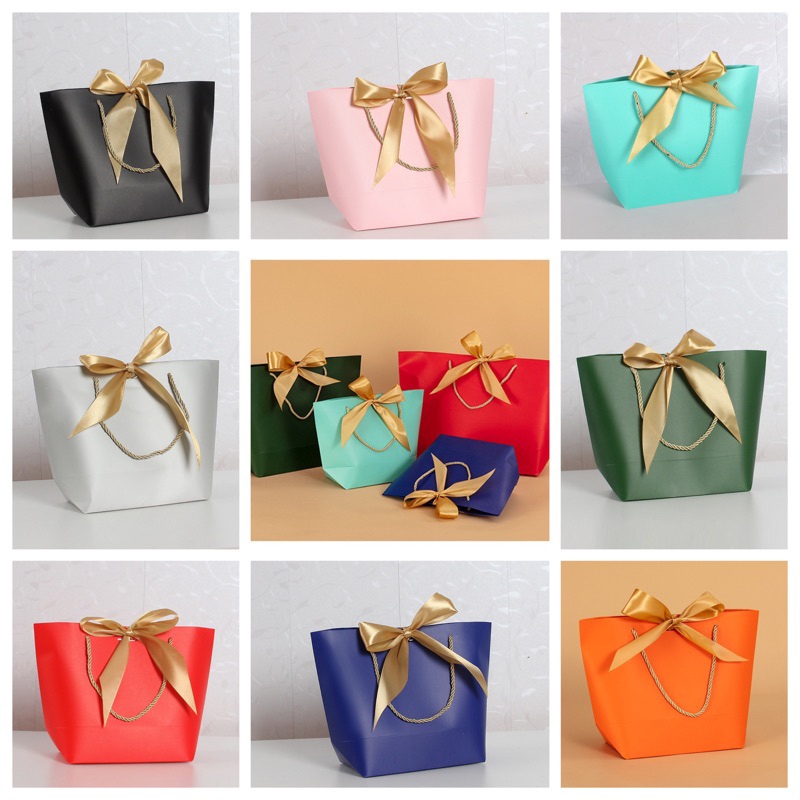 High Quality Ribbon Tote Paper Bag with Ribbon Thick Premium Tote ...