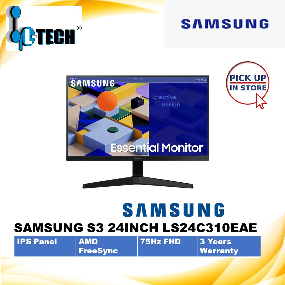 SAMSUNG 24 Inch Essential Monitor S3 S31C LS24C310EAE IPS Panel AMD ...