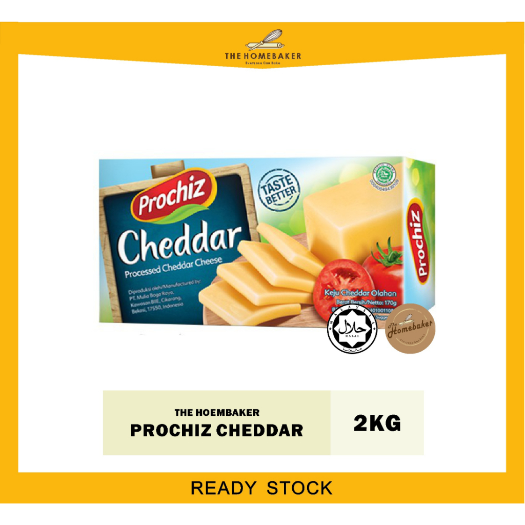 Prochiz Cheddar Cheese 2kg / Cheese Block / Keju Cheese / Halal