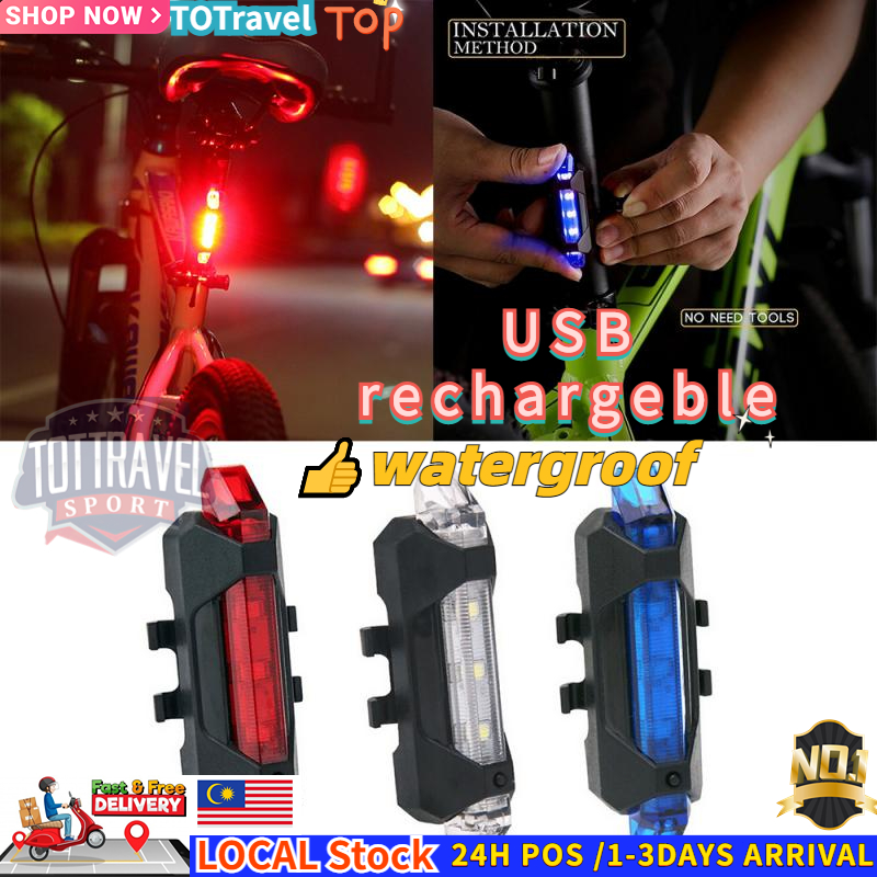 LED Bike Taillight 4 Modes USB Rechargeable Bicycle Light Rear Tail ...