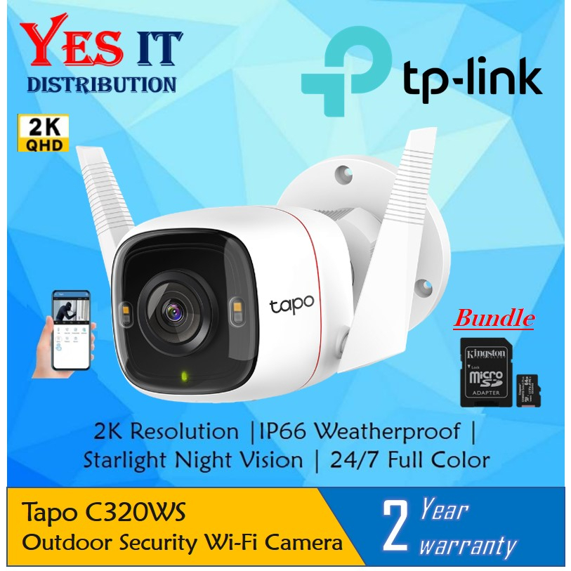TP-Link Tapo 2K HD Security Camera Outdoor Wired, IP66 Weatherproof,  Motion/Person Detection, Works with Alexa & Google Home, Built-in Siren w/  Night Vision, Cloud/SD Card Storage, 2-Way Audio(C310) 