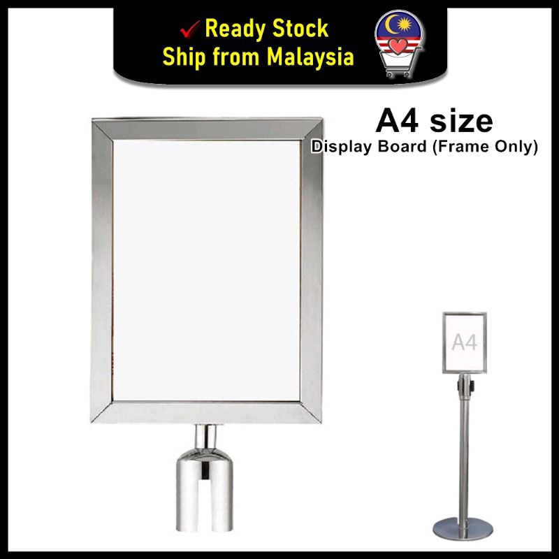 A4 Size Display Board Frame for Queue Up Stand (Frame only) 隔离栏杆座展示板 Shopee Malaysia