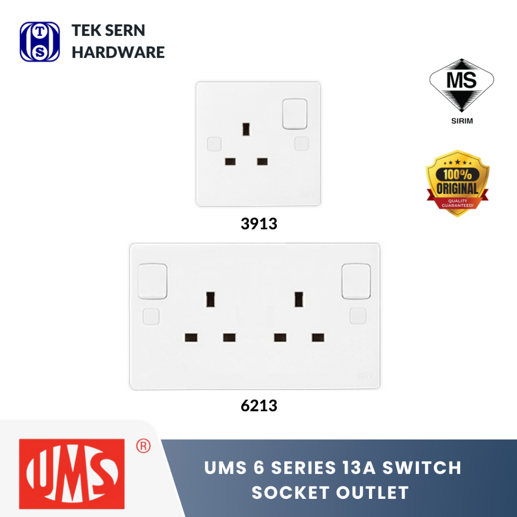 100 ORIGINAL *SIRIM APPROVED* UMS 13A Single/ Double Switch Socket Outlet Suis Soket [UMS3913