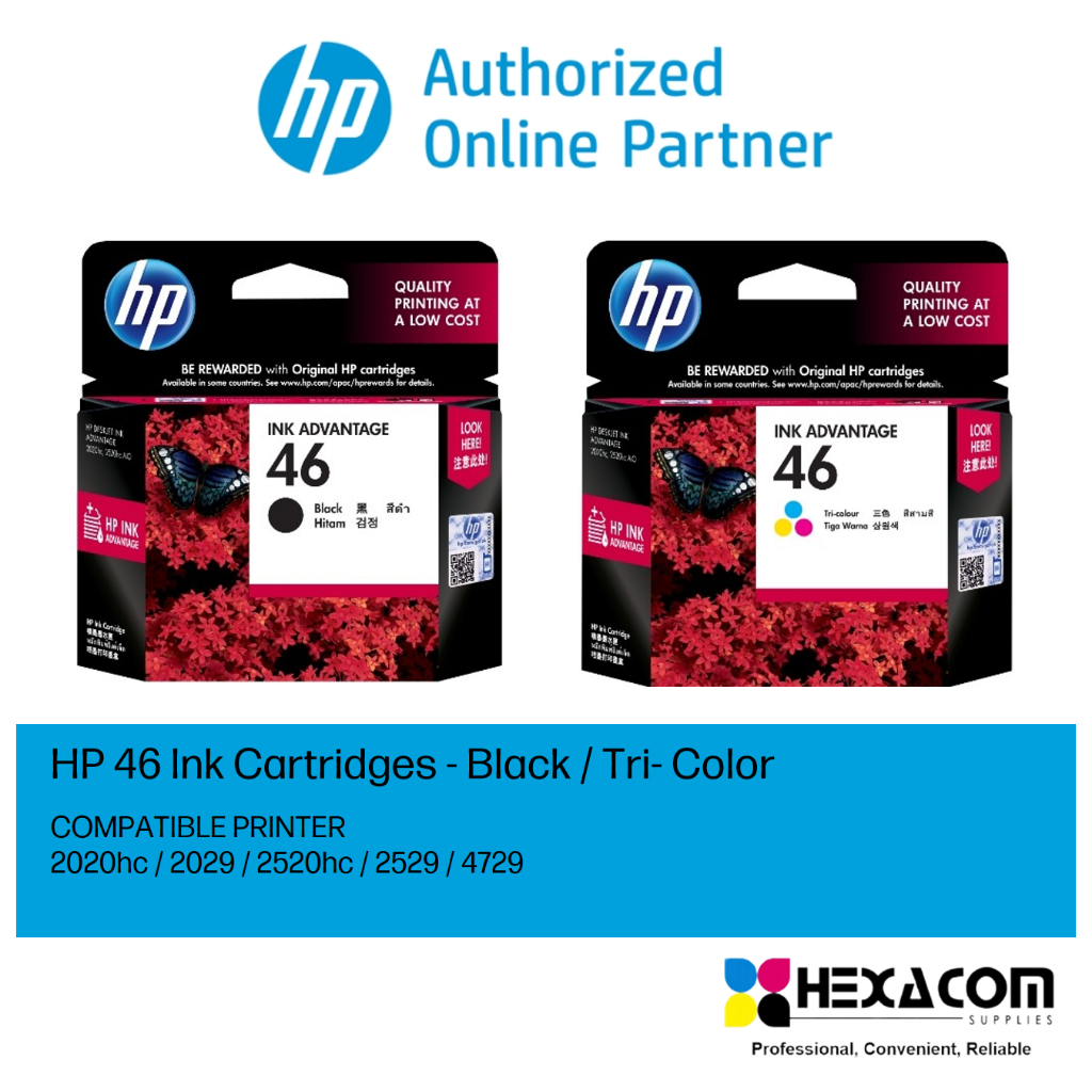 HP 46 Ink Advantage Cartridge - Black/Tri-Color | Shopee Malaysia