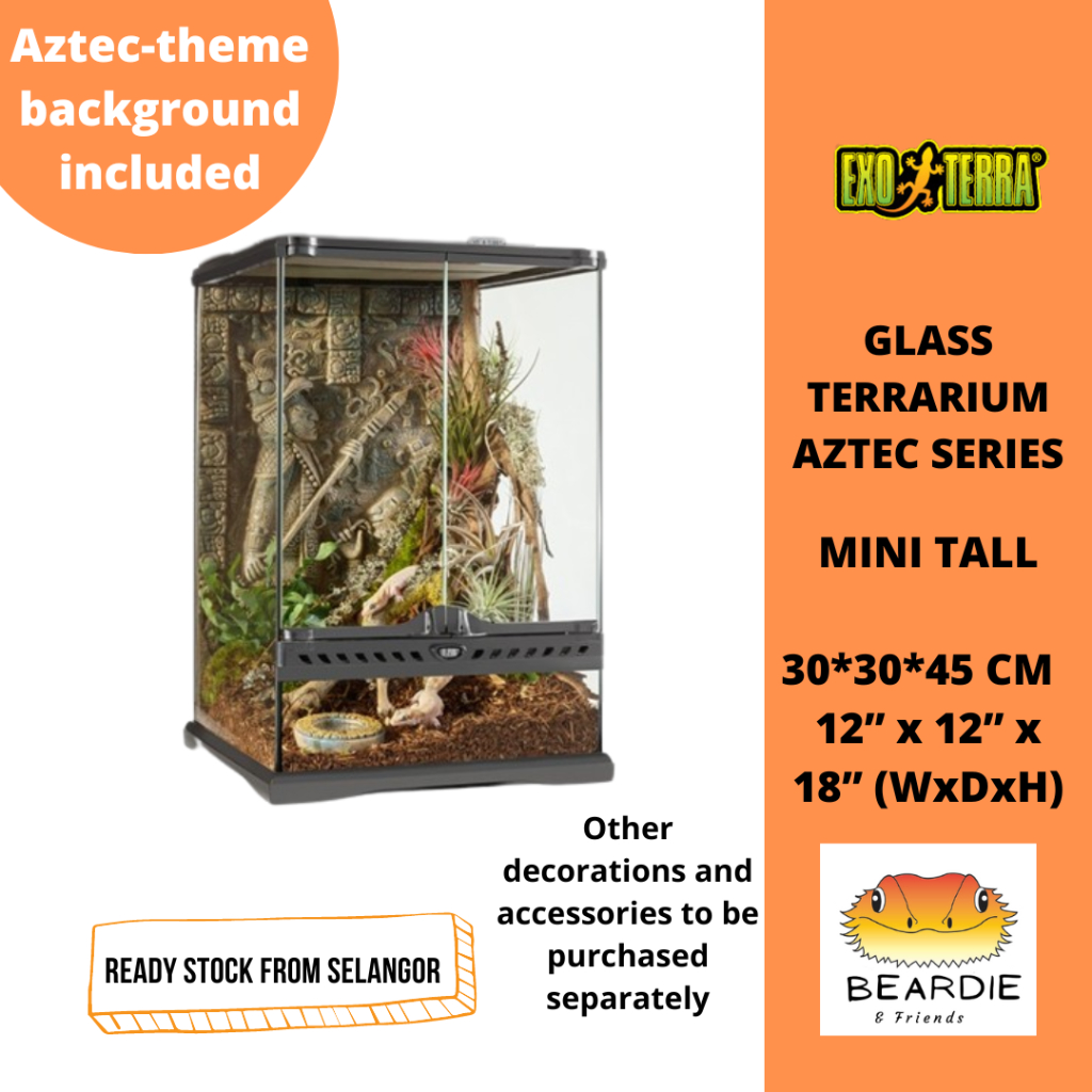 EXO TERRA GLASS TERRARIUM AZTEC MINI TALL 30X30X45CM (PT2591) Shopee