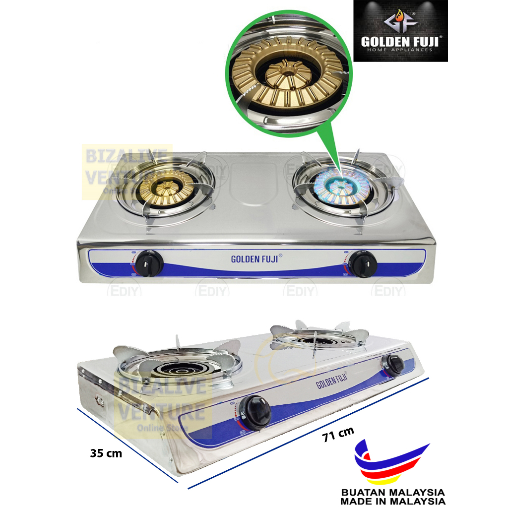 Golden Fuji Double gas Stove Auto Ignition Cooker Burner Gas Stove