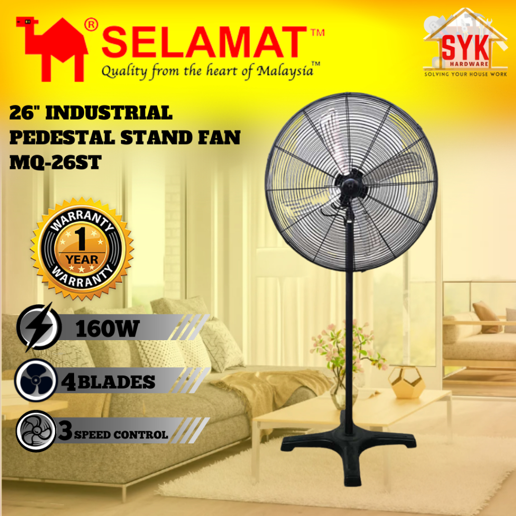 INDUSTRIAL STAND FAN, BLACK/CHROME, 80W POWER; 61,7 dB; Ø50 cm BLADES,  ADJUSTABLE HEIGHT 60-, image size:1024x1024