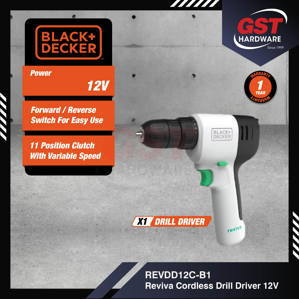 Black & Decker 12V Reviva Cordless Drill Driver REVDD12C Wall Drill ...