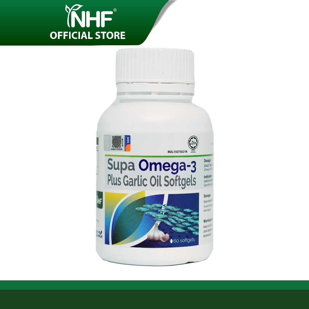 NHF Supa Omega 3 Plus Garlic Oil (60 Soft Gels) [Exp 09/2024] Shopee