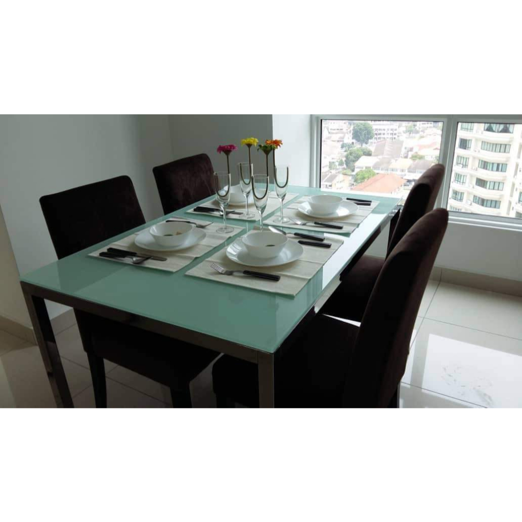 Color Glass Table Top 6mm tkh Clear Tempered Glass (RM32/sqft