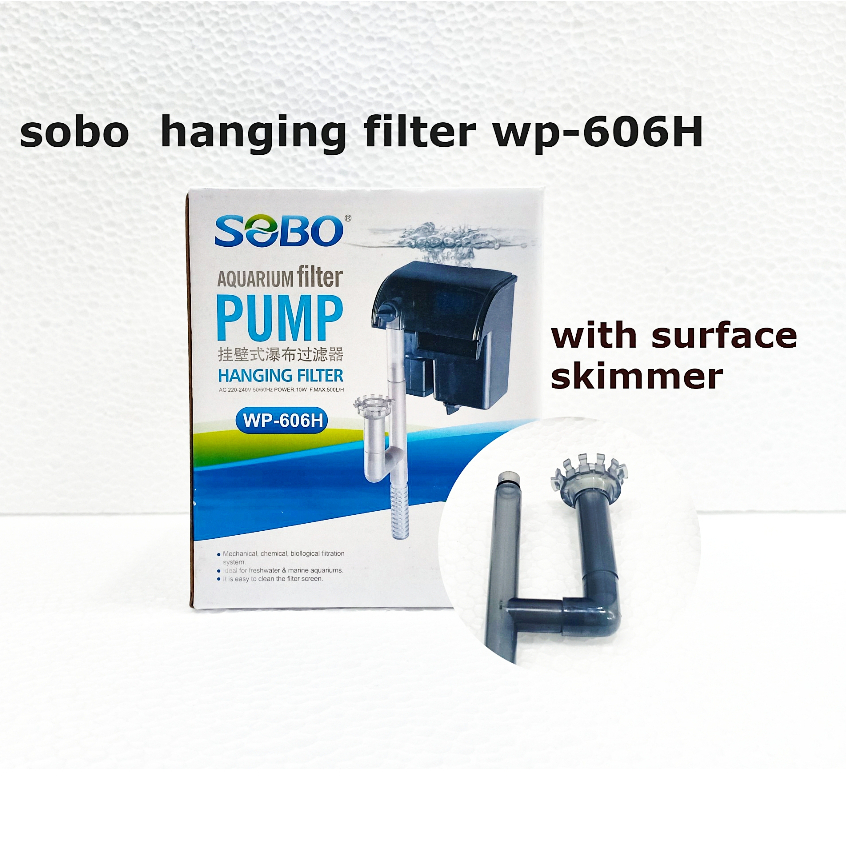 SOBO WP-606H 400L/H 8W Hanging Filter With surface skimmer Aquarium ...