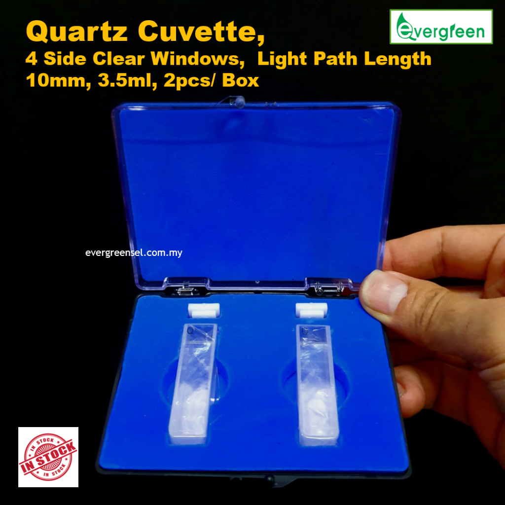 Quartz Cuvette, 4 Side Clear Windows, Light Path Length 10mm, 3.5ml