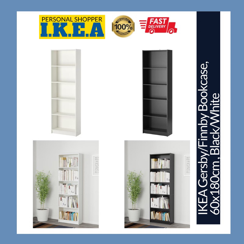 IKEA Gersby Finnby Bookcase White Black Bookshelf Book Shelf