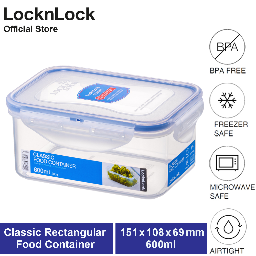 LocknLock Classic Rectangular Food Container 600ml (HPL811) Shopee