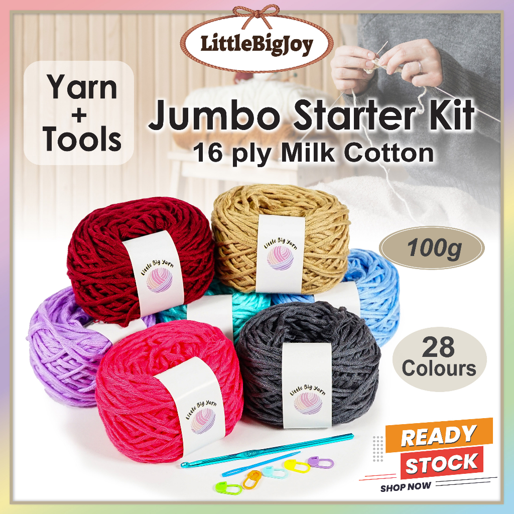 100g Jumbo Crochet Starter Beginners Kit 16 Ply Bulky Material Package ...