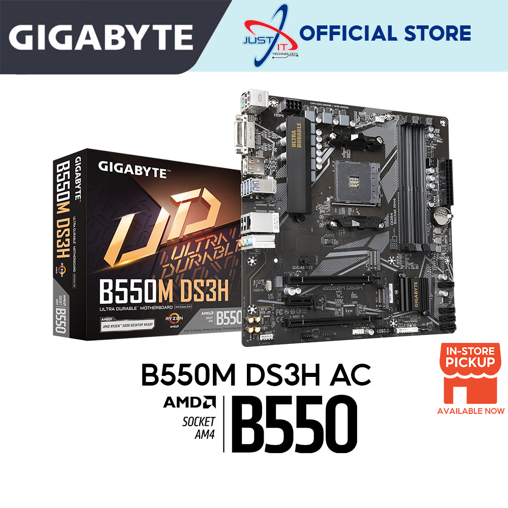 GIGABYTE B550M DS3H AC AM4 Mainboard Combo Deal AMD RYZEN 5 3600