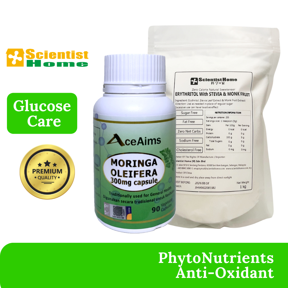 [Glucose Care] ACE AIMS Moringa Oleifera 90 capsules + Stevia Monk Fruit Erythritol Sweetener