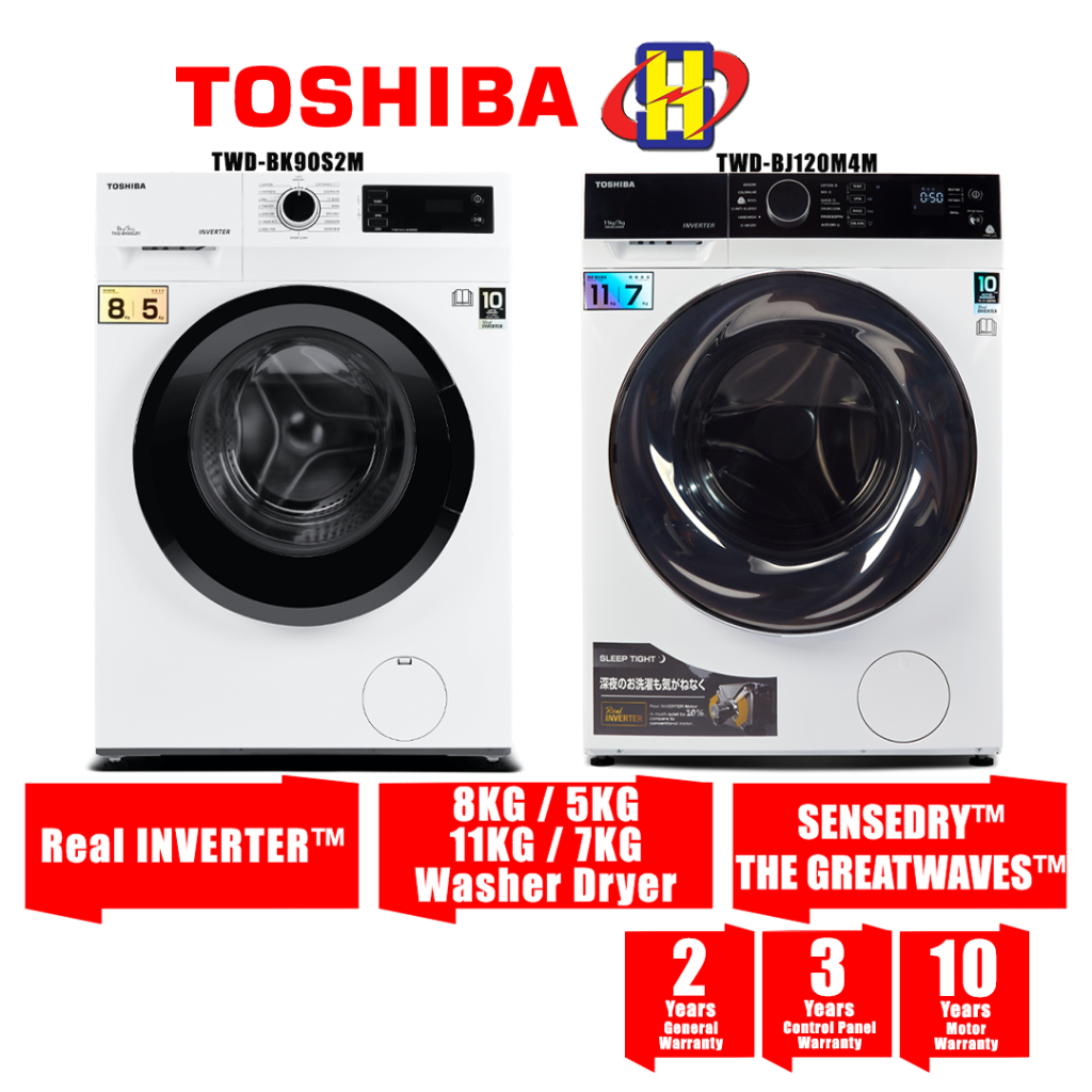 Toshiba Washer Dryer (8KG Wash/5KG Dry)(11KG Wash/7KG Dry)Inverter