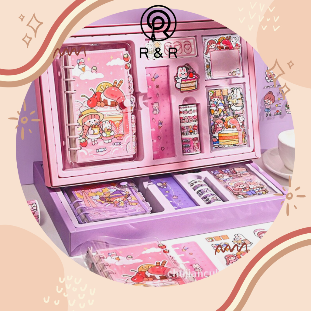 【R&R】Cute Notebook Journal Kit Birthday Gift Box for Girl Buku Cantik ...