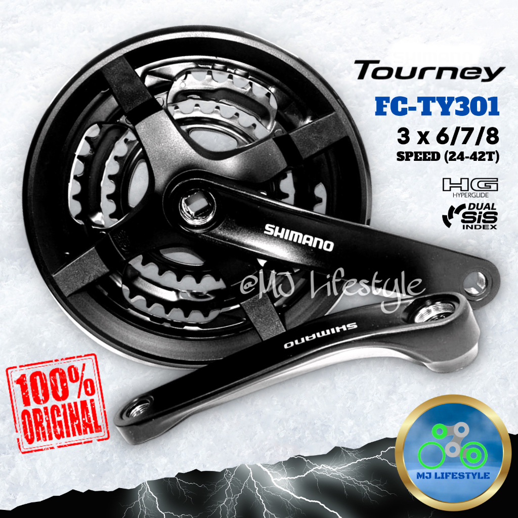 ORIGINAL SHIMANO Tourney 3 x 6 7 8 Speed Bicycle Crankset 24 42T FC TY301 Chainwheel MTB Crank Basikal Shopee Malaysia