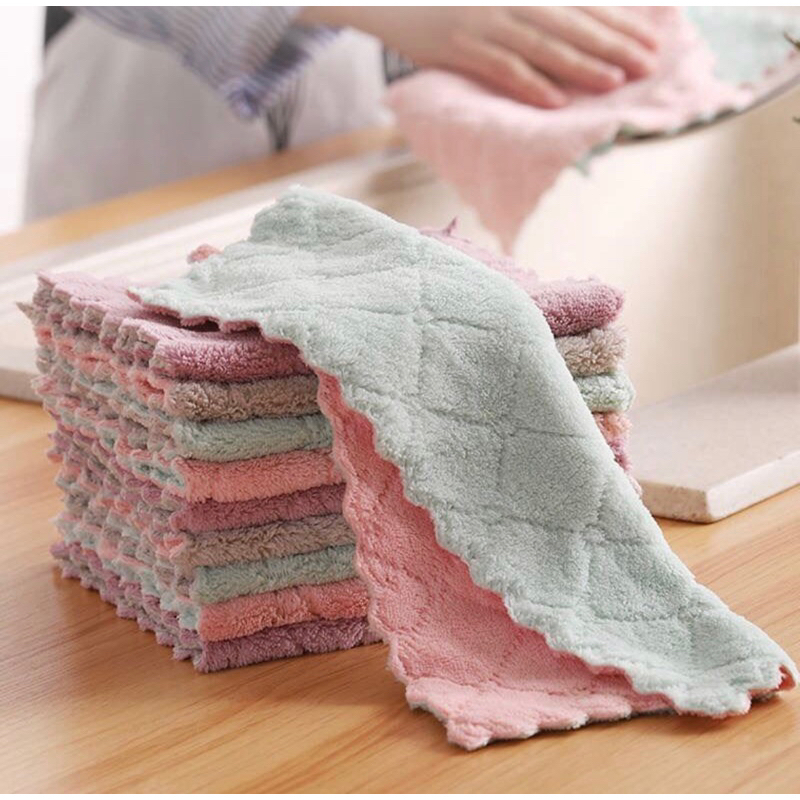 Kitchen Dish Towel Kain Dapur Rag Non-stick Oil Double-layer Dish ...