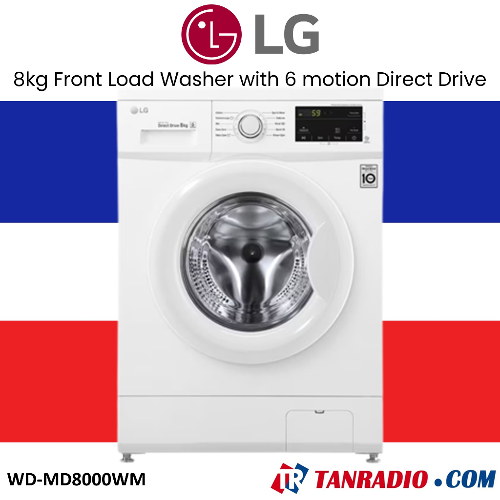 LG Washer Front Load Washer With 6 Motion Direct Drive (8kg) WD
