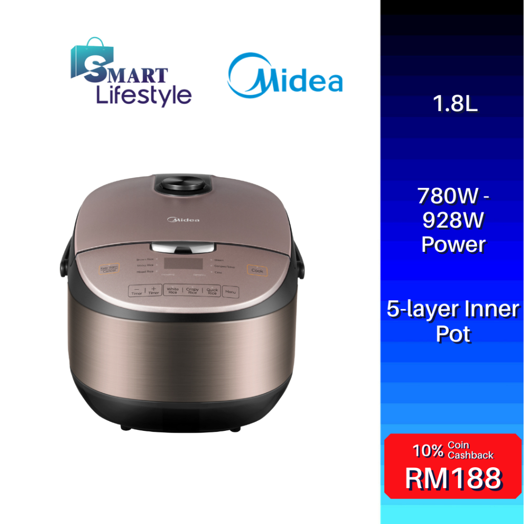 Midea 1.8L Digital Rice Cooker MBDR5011GL Shopee Malaysia