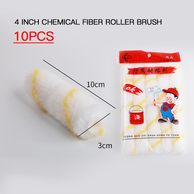 10PCS 4" Roller Refill Handle Paint Roller Painting Brush Tool Painting