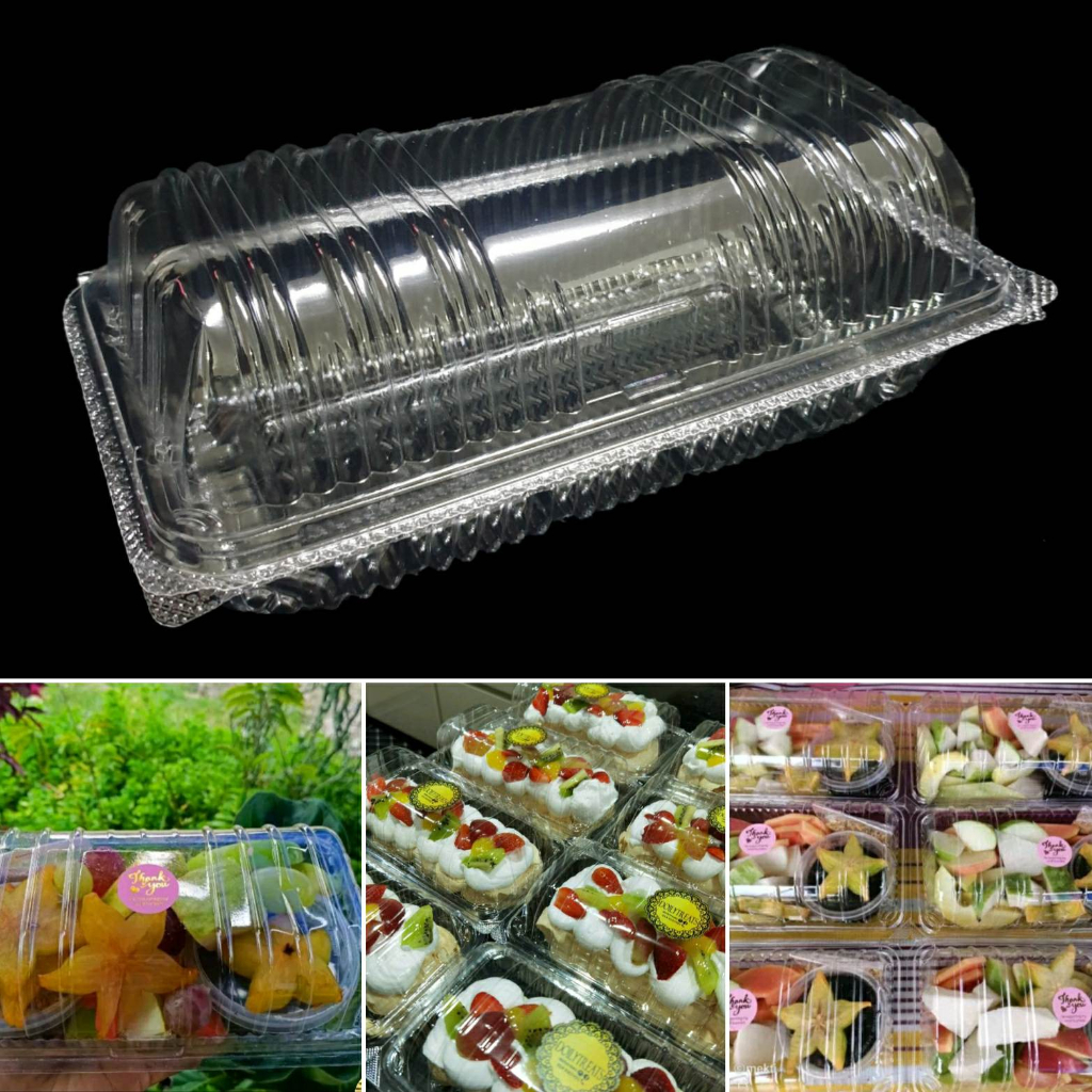 50PCS OPH78L Bekas Kek Swiss Roll Plastic Tray Plastic Clear Food