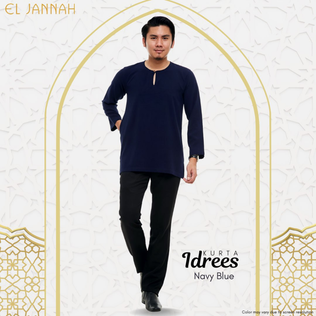 Kurta Men IDREES | Navy Blue | S-4XL & Plus Size | Ready Stock | Teluk ...
