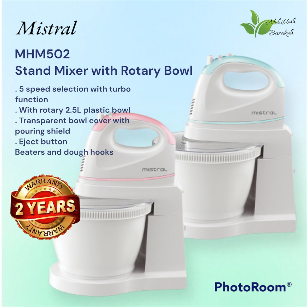 2.5LITRES MISTRAL STAND MIXER WITH ROTARY BOWL PENGADUN TEPUNG Shopee