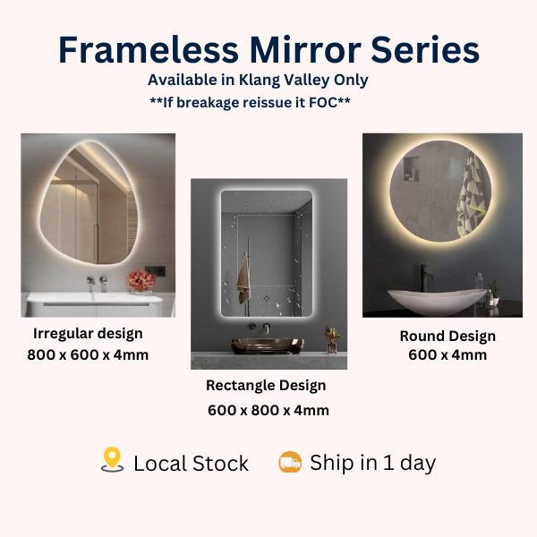 LED Mirror Wall Mounted Rectangle Round Irregular 3 Color Dimming Touch ...