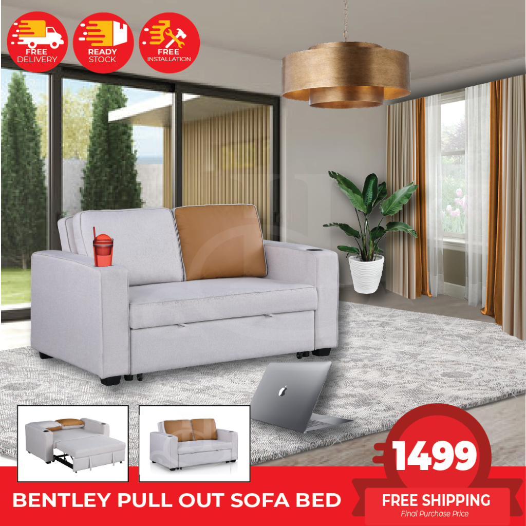 BETTY FURNITURE BENTLEY Water Resistant Pull Out Sofa Bed With Cup ...