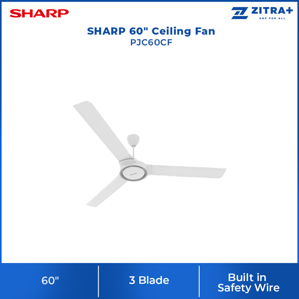 SHARP 60" Ceiling Fan PJC60CF 5 Speeds 3 Blades Built in Safety