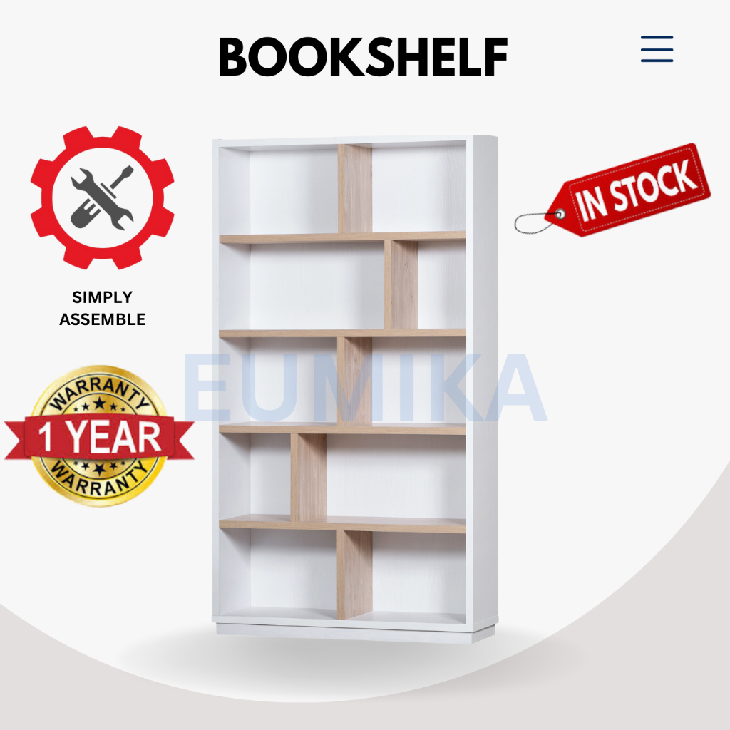 EUMIKA (DIY) Display Bookshelf Storage Wooden Rack Shelf Almari