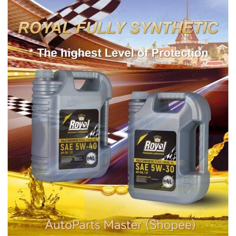 Royal Fully Synthetic Petrol Engine Oil SAE 5W-30/5W-40 API SN/CF (4L ...