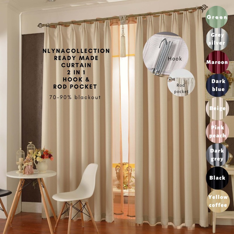 LANGSIR CURTAIN HOOK & ROD BLACKOUT 7090 MODERN LANGSIR CANGKUK