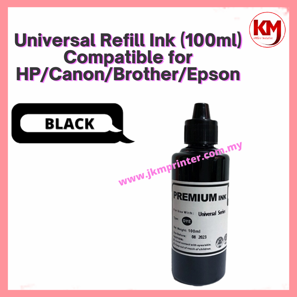 UNIVERSAL Inkjet Printer Refill Dye Ink (BK+C+Y+M) 100ml For Any EPSON