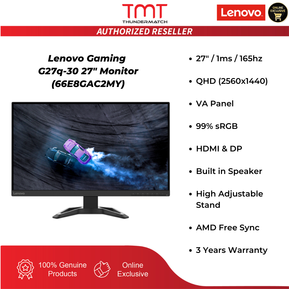 Lenovo Gaming G27q-30 27" Monitor (66E8GAC2MY) | 1ms MRPT | 165Hz | QHD ...