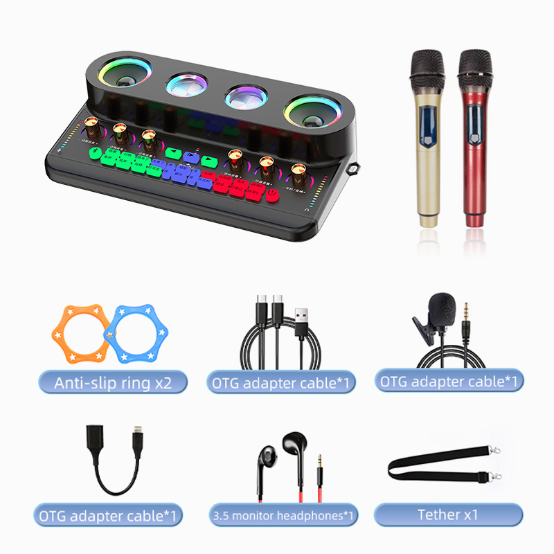 Karaoke Sound Card Speaker Mic Sound Mixer Sound Card Audio Mixing