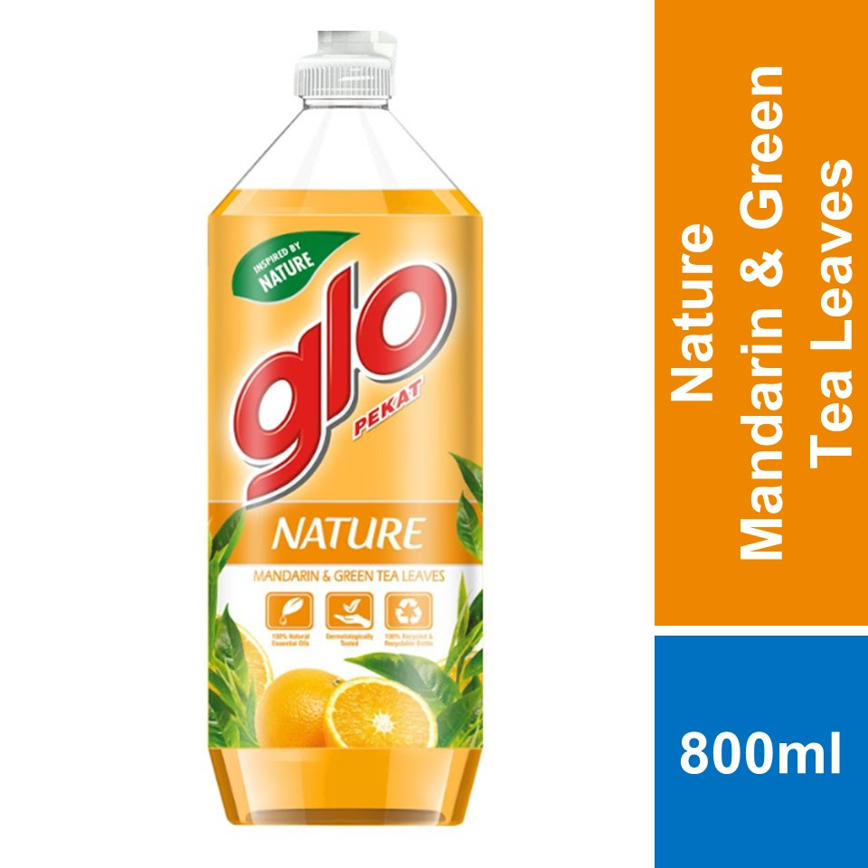 Glo Nature Mandarin & Green Tea Leaves Dishwash Liquid 800ml Shopee