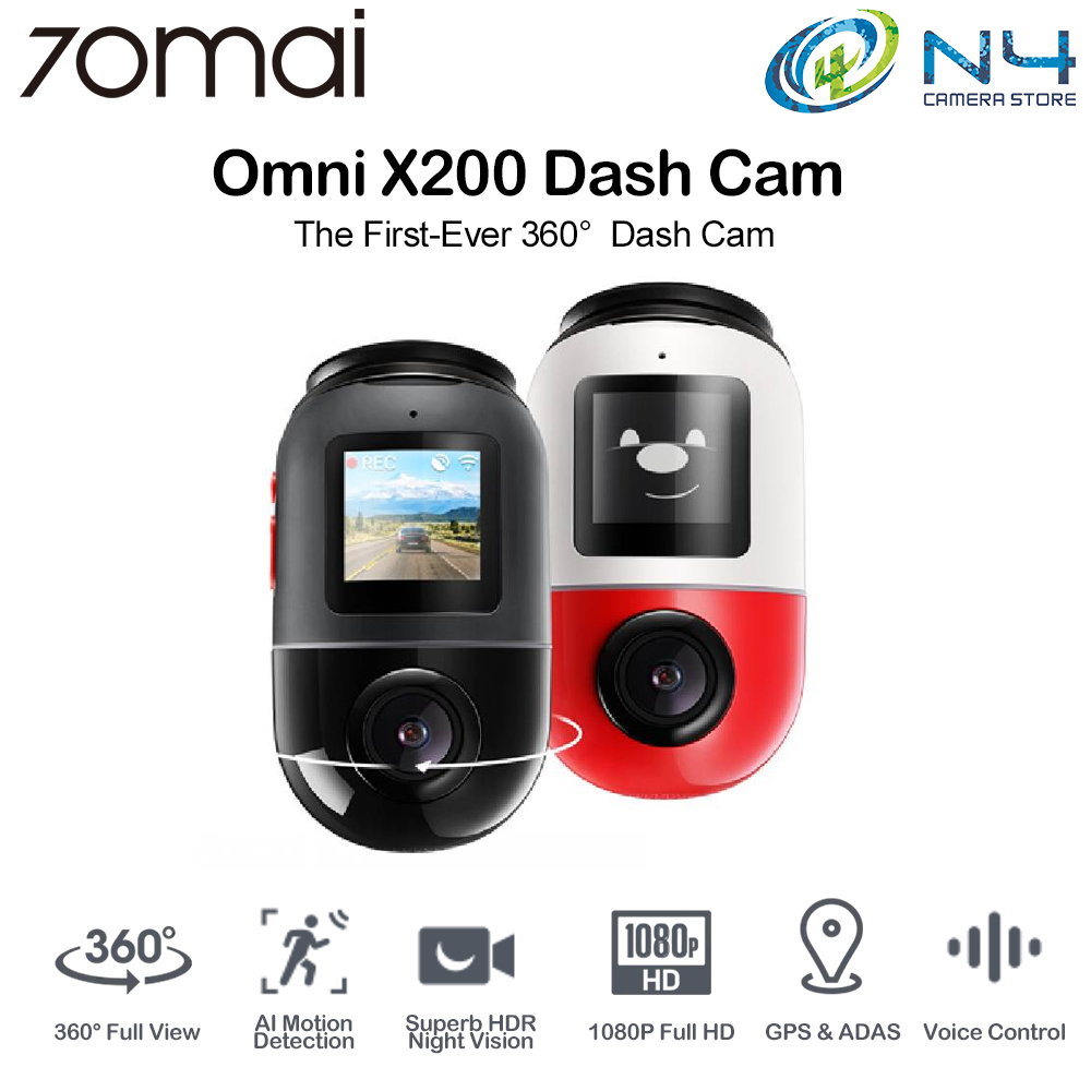 70mai Omni X200 360° Dashcam 4G ADAS & GPS AI Motion HDR Night Vision ...