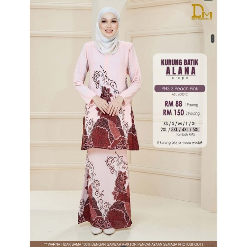 Baju Kurung Batik Crepe Alana Desa Murni Batik Terengganu Original 2023 Shopee Malaysia 
