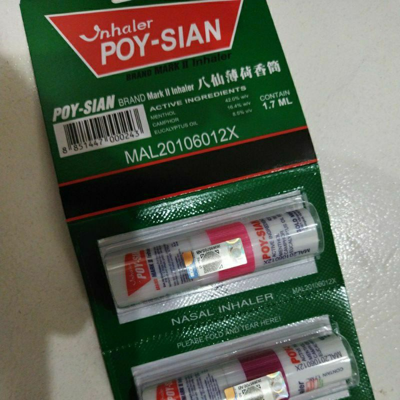 Thailand Poy-Sian Brand Mark II Herbal Nasal Inhaler 八仙薄荷香筒 1.7mL (Exp ...